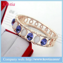 Wholesale bulk jewelry chain18k gold plated charm bracelet natural oval opal & amethyst bracelets